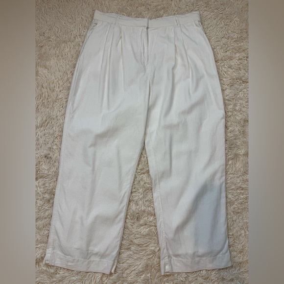 Abercrombie & Fitch Sloane Mid Rise Tailored Linen-Blend Pants white SZ XL - Picture 1 of 7